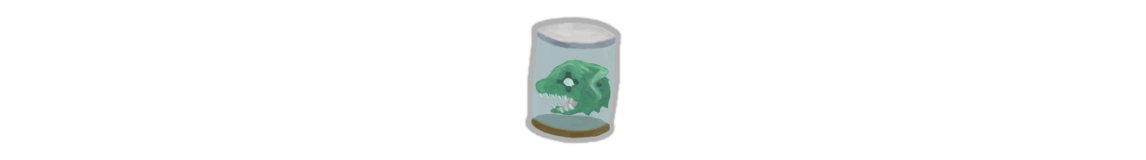 The Specimen relic from Slay the Spire, featuring the head of Dorohedoro’s Kaiman in a jar.