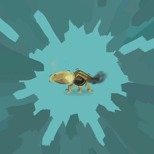 Second part of the illustration of the engine-based monster with exhaust and a glowing lightbulb