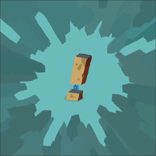 A drawing of a rectangular construct with some moss growing on it and an orb in the center.