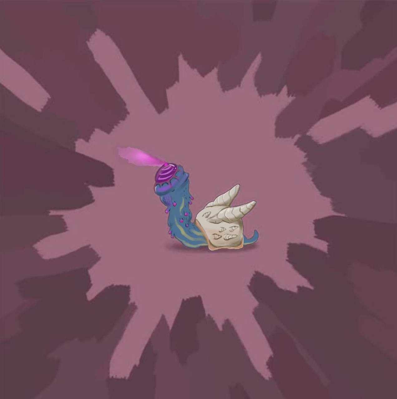 A snail creature with a purple, transparent emitter or sensor for a head.