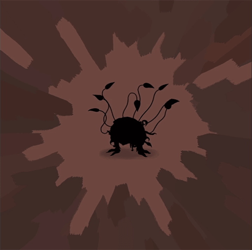 A gif of a mysterious sillhouette of a monster with wiggly tendrils