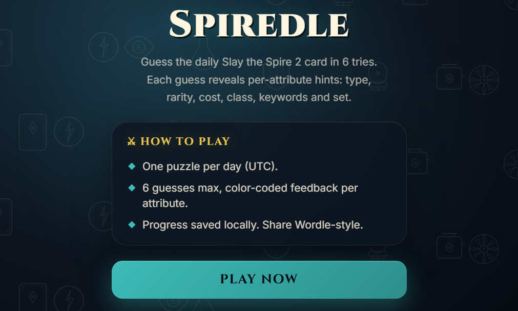 Screenshot of the Spiredle app.