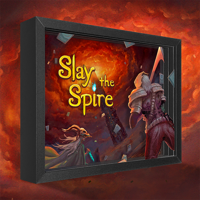 A shadowbox of Slay the Spire’s key art